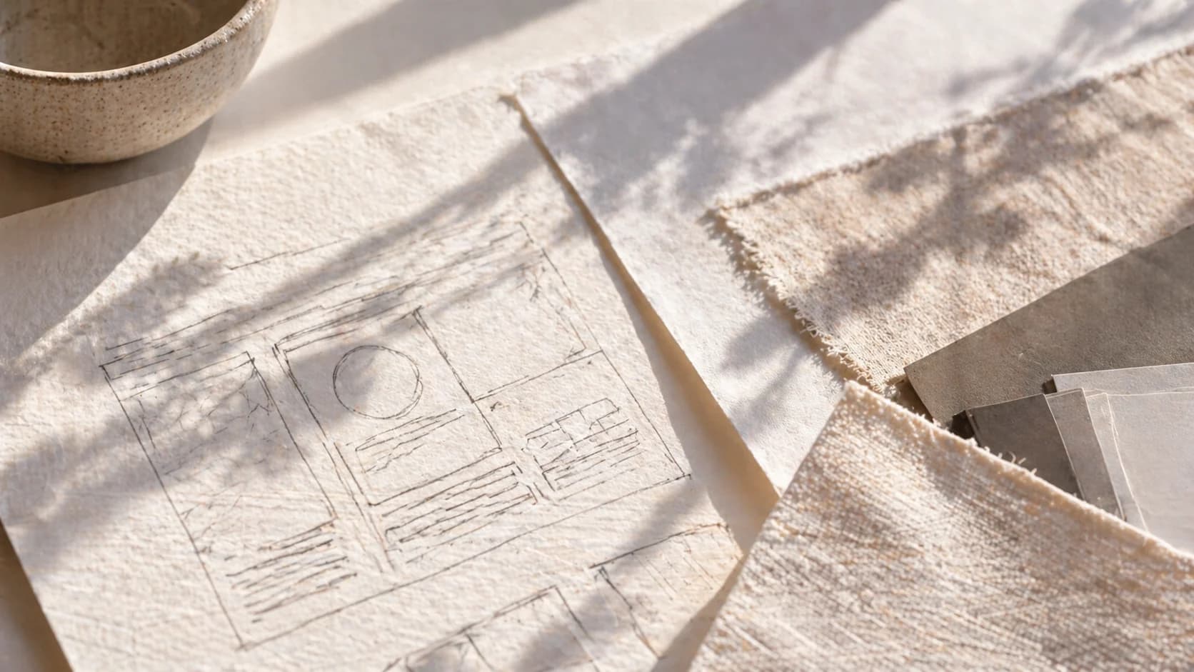 Sunlit paper sketches and materials for product planning