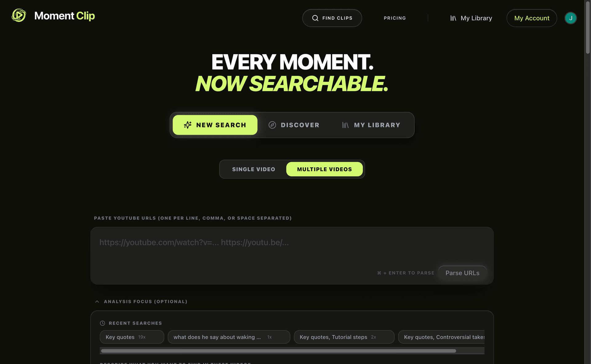 MomentClip website screenshot